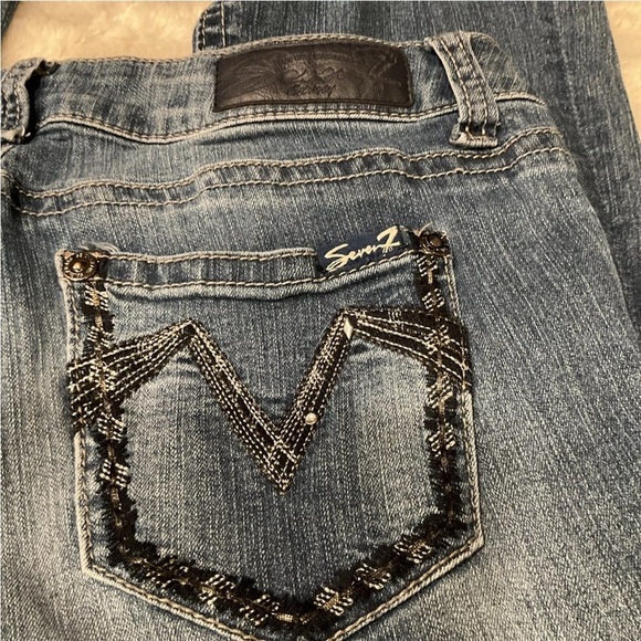 7 Seven Women Boot Cut Jeans Embroidered Pockets Size 8 - Picture 8 of 11